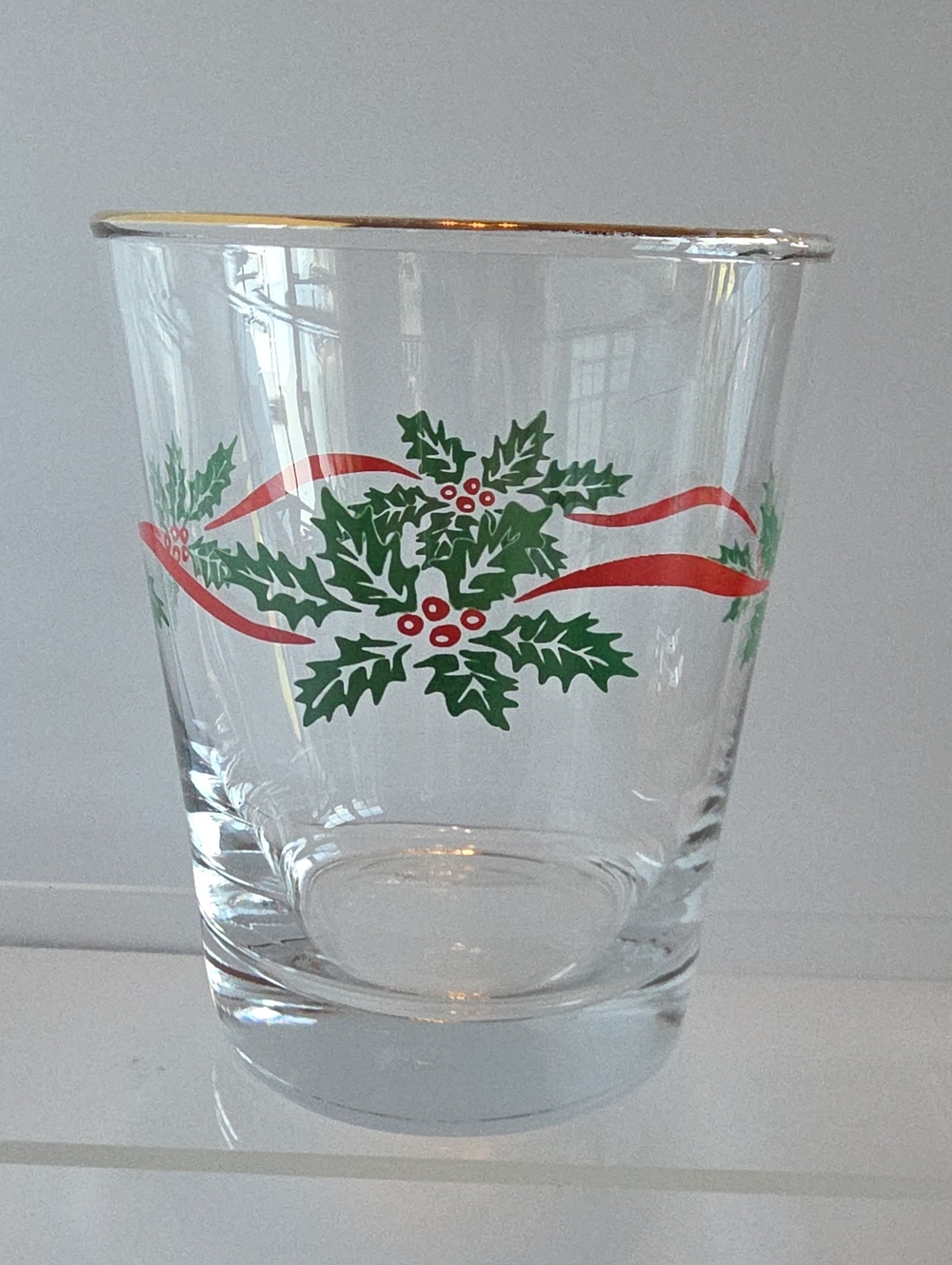Vintage Libbey Ribbon & Holly 9oz Old Fashion Glass -Replacement